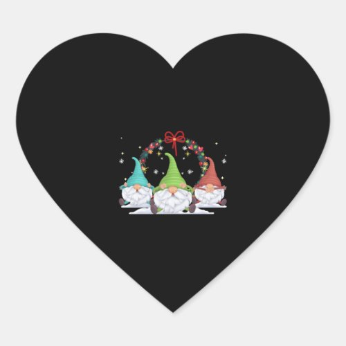 3 Christmas Gnomes Heart Sticker