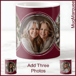 3 Christmas Photos Collage Maroon C31 Mom Mother Coffee Mug