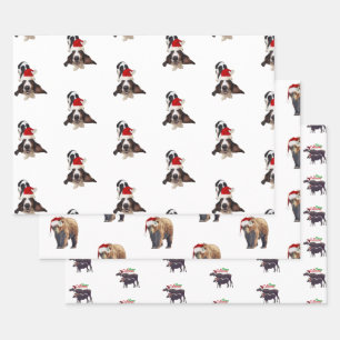 (3) Christmas wrapping  sheets of dog & wildlife