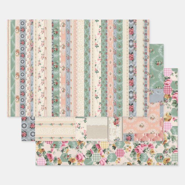 3 Collage Cottage Wallpaper Ephemera Sheets (Set)