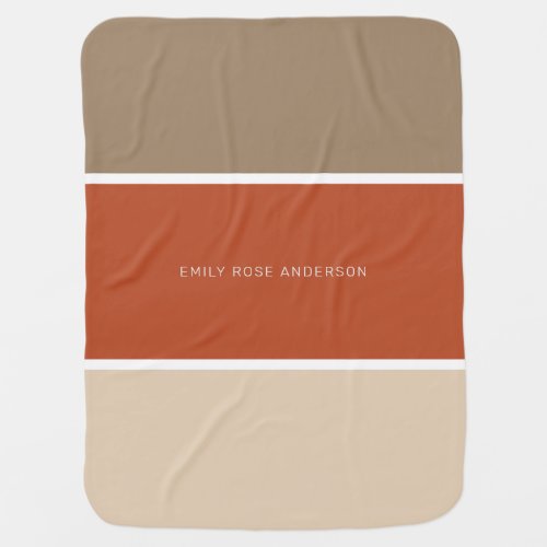 3 Color Block Brown Terracotta Beige Baby Blanket