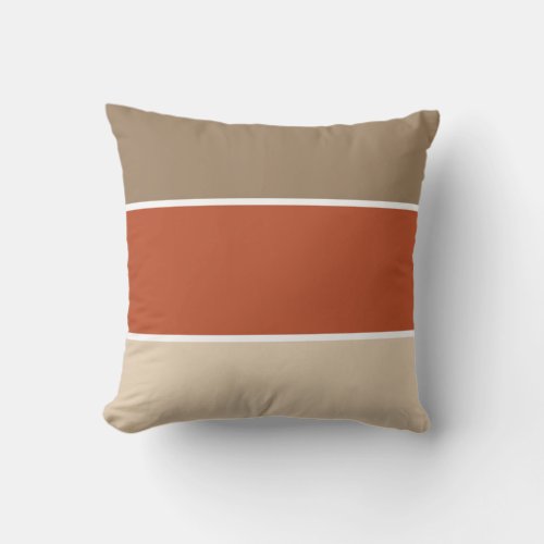 3 Color Block Brown Terracotta Beige Throw Pillow