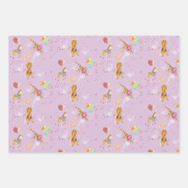 3-color Savanna Flat Wrapping Paper 3 sheets (Front)