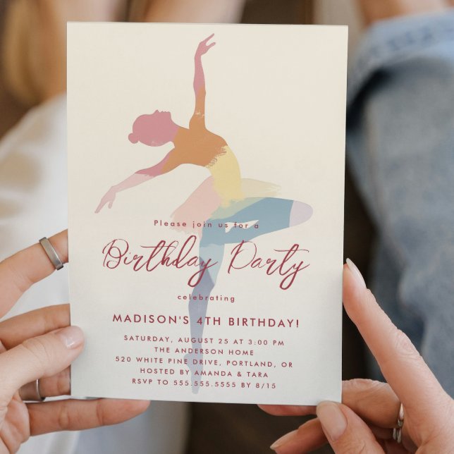 3 color Silhouette Ballerina Birthday Party  Invitation (Creator Uploaded)
