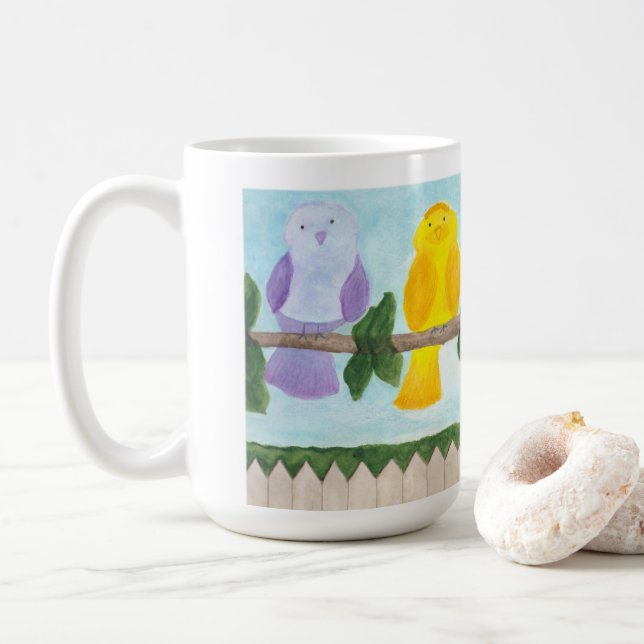 3 Colorful Birds Coffee Mug (With Donut)