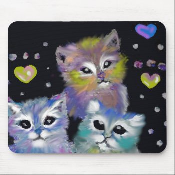 3 Colorful Kittens Mouse Pad by UndefineHyde at Zazzle