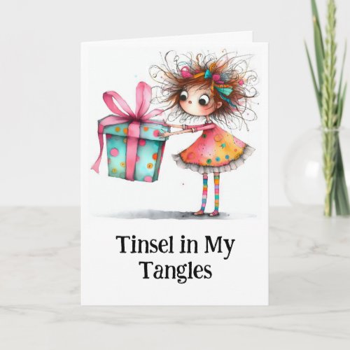 **  3 Colorful Whimsical Christmas Girl Gift AP97  Thank You Card