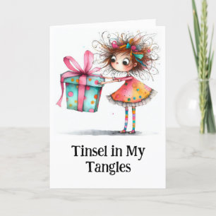 **  3 Colorful Whimsical Christmas Girl Gift AP97  Thank You Card