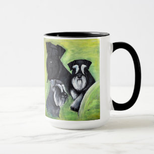 3 colors of miniature schnauzers cup
