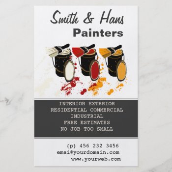 3 Colors Paint Bucket  House Painter  Painting Flyer by 911business at Zazzle