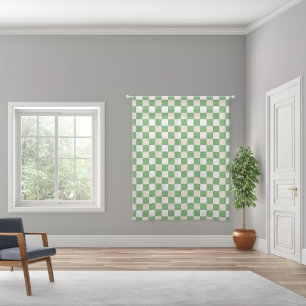 3 colors White, Green, Beige Gingham  Sheer Curtains