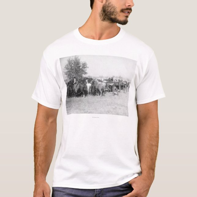 3 Cowboys Roping Horses PhotographSouth Dakota T-Shirt (Front)
