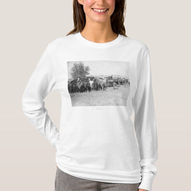 3 Cowboys Roping Horses PhotographSouth Dakota T-Shirt (Front)