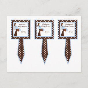 3 Cup Cake Picks Blue Mod Mom Polka Dots Invitation Postcard