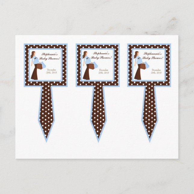 3 Cup Cake Picks Blue Mod Mom Polka Dots Invitation Postcard (Front)