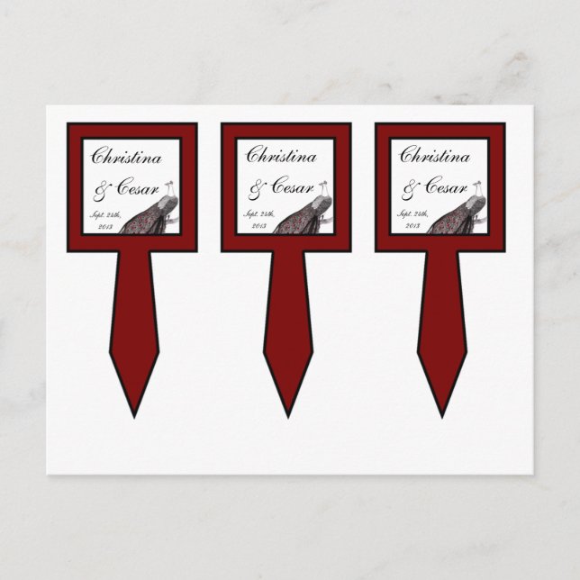 3 Cup Cake Picks Peacock Red Black White Postcard (Front)