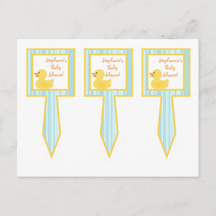3 Cup Cake Picks Rubber Ducky Bubbles Invitation Postcard