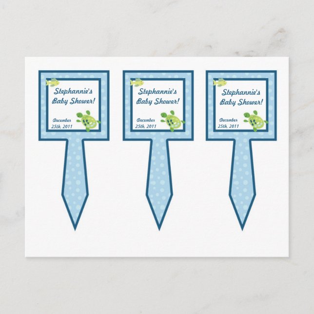 3 Cup Cake Picks Turtle Reef Ocean Sea Turtle Invitation Postcard (Front)