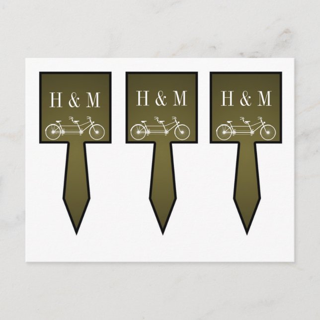 3 Cup Cake Picks Whimsical Brown Double Bike Postcard (Front)