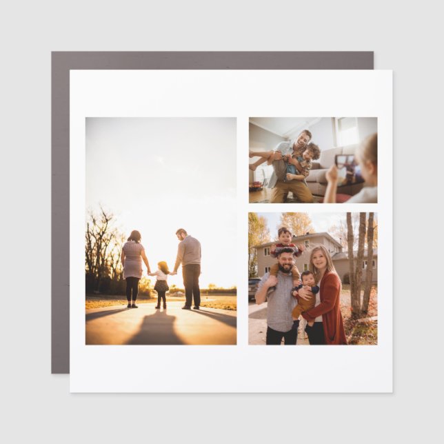 3 Custom Photo Collage Personalized Car Magnet (Front)