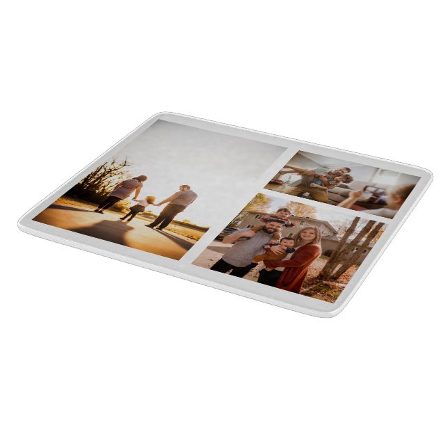 3 Custom Photo Collage Personalized Cutting Board (Corner)