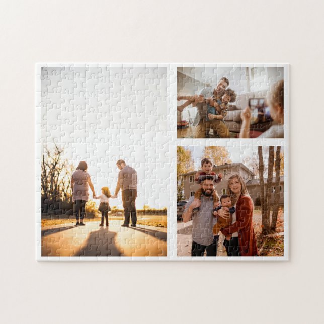 3 Custom Photo Collage Personalized Jigsaw Puzzle (Horizontal)