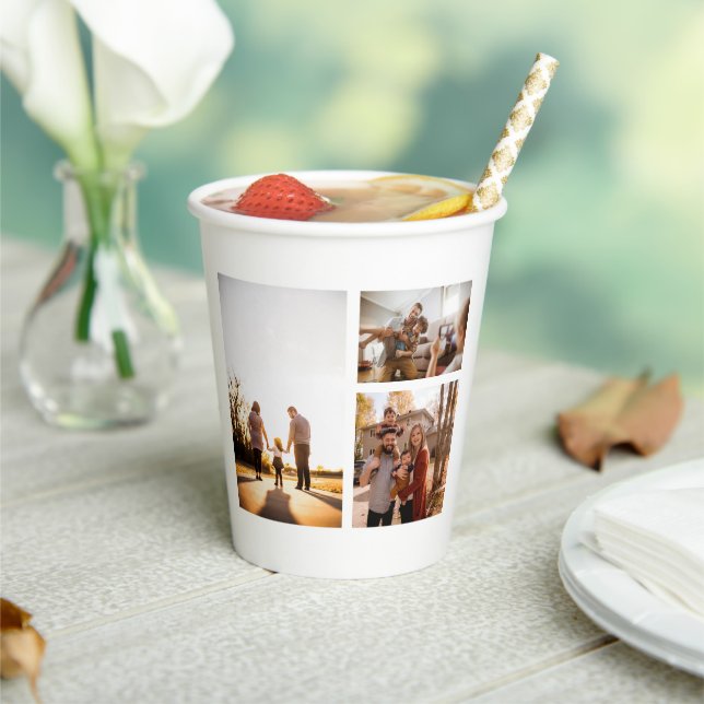 3 Custom Photo Collage Personalized Paper Cups (Insitu)