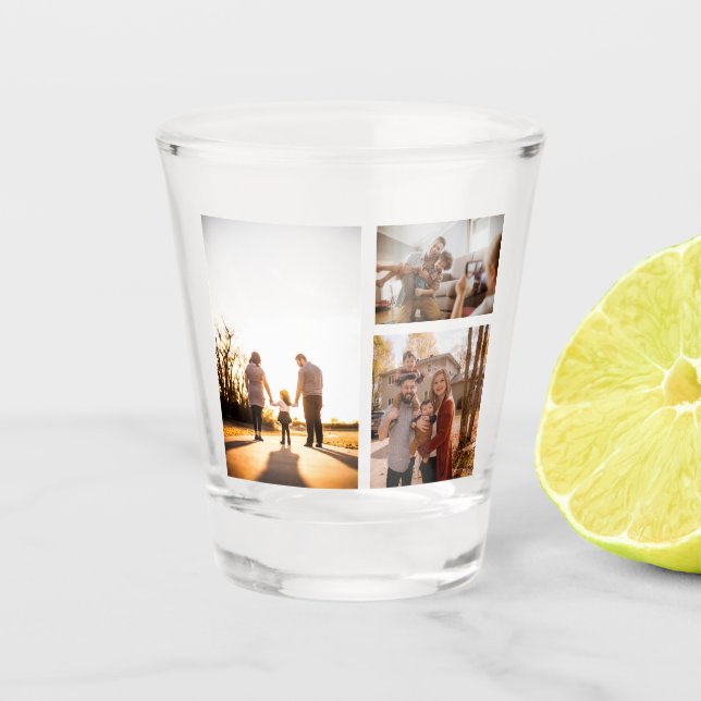 3 Custom Photo Collage Personalized Shot Glass (Front)