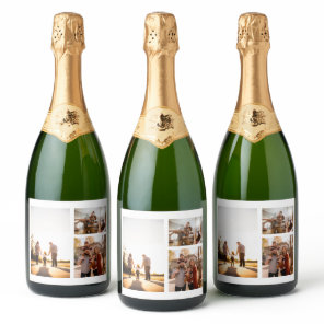 3 Custom Photo Collage Personalized Sparkling Wine Label