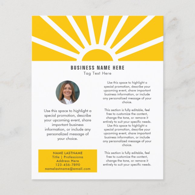 3 | Custom Photo Modern Sunrise Yellow Business Flyer (Front)