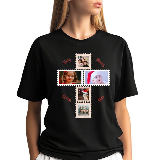 3 Custom Phots Christmas Cross Matching  T-Shirt (Creator Uploaded)