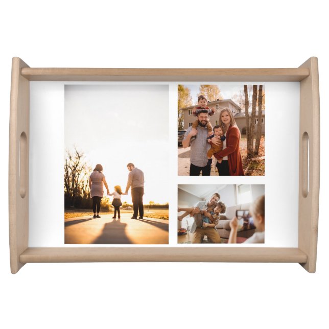 3 Custom Template Photo Collage Serving Tray (Front)