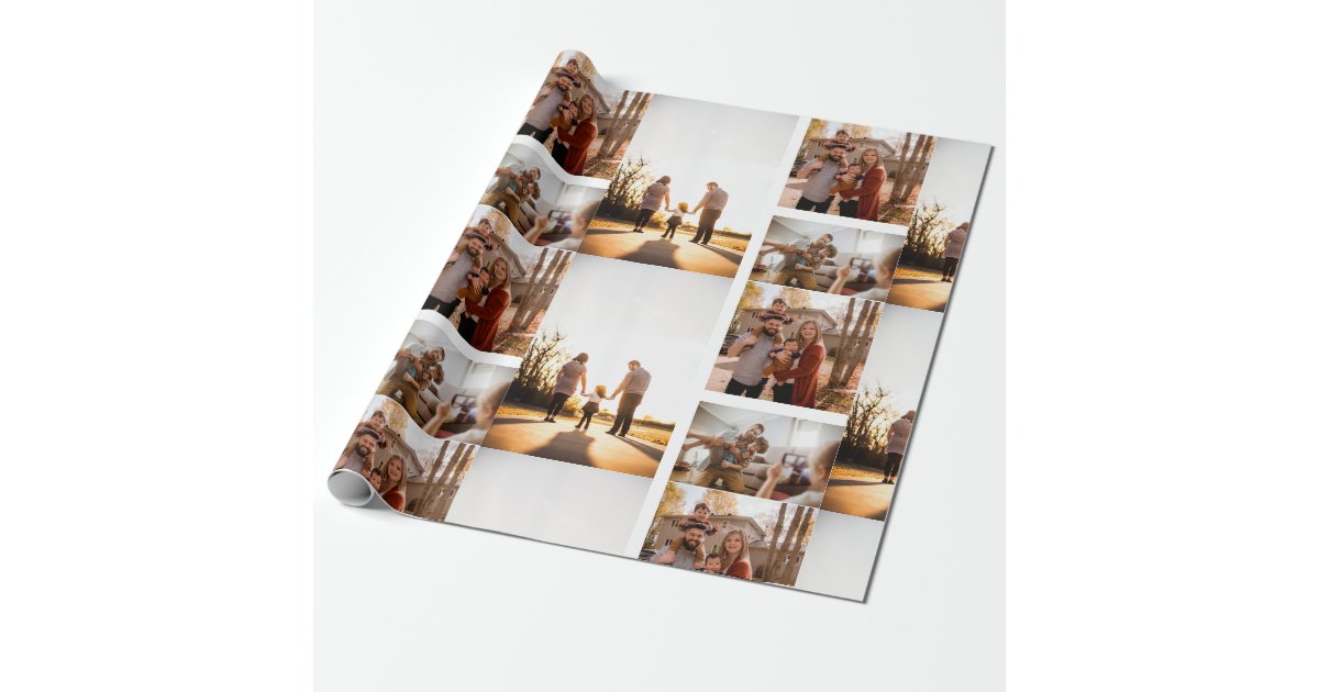 3 Custom Template Photo Collage Wrapping Paper | Zazzle