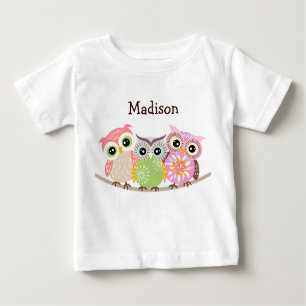 3 Cute and Colorful Owls Baby T Shirts