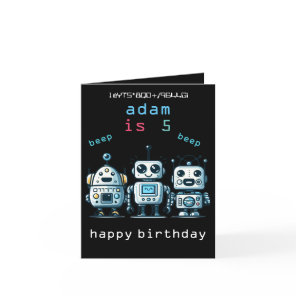 3 cute black vintage retro sci fi Robot Birthday Thank You Card