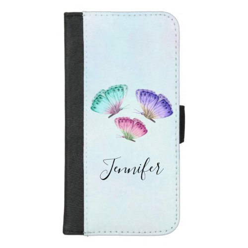 3 Cute Colorful Pastel Watercolor Butterflies iPhone 87 Plus Wallet Case