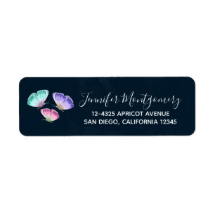 3 Cute Colorful Pastel Watercolor Butterflies Label