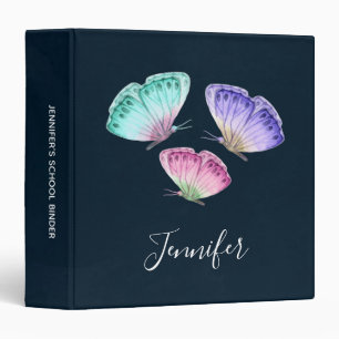 3 Cute Colorful Pastel Watercolor Butterflies Ring Binder