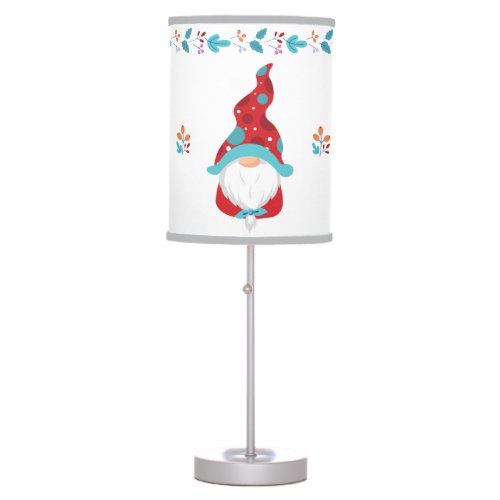 3 Cute Gnomes Modern Simple Holiday Floral Border Table Lamp