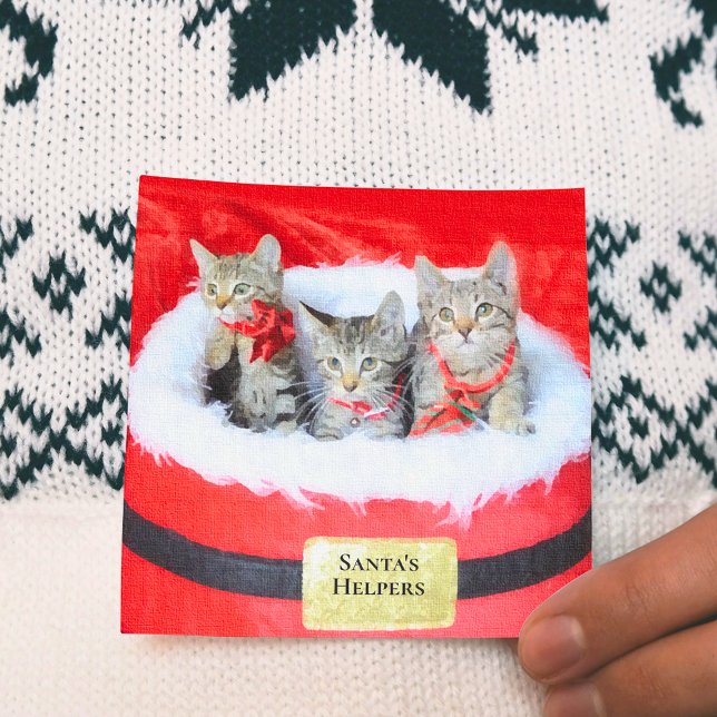 3 Cute Kittens Santa's Little Helpers Holiday Card (Creator Uploaded)