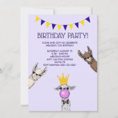 3 Cute Llama Faces Illustration Birthday Party Invitation (Front)