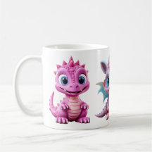 3 Cute Pink Dragon Mug for Kids