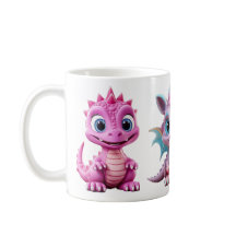 3 Cute Pink Dragon Mug for Kids