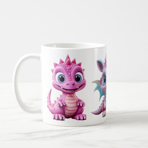 3 Cute Pink Dragon Mug for Kids