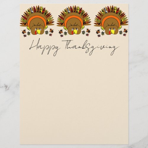 3 Cute Turkeys In a Row Thanksgiving Stationery