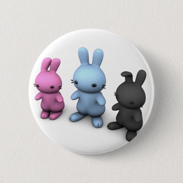 3 cute wabbits button (Front)