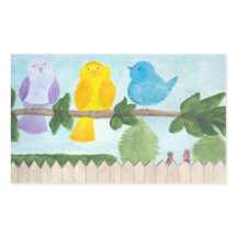 3 Cute Whimsical Colorful Birds