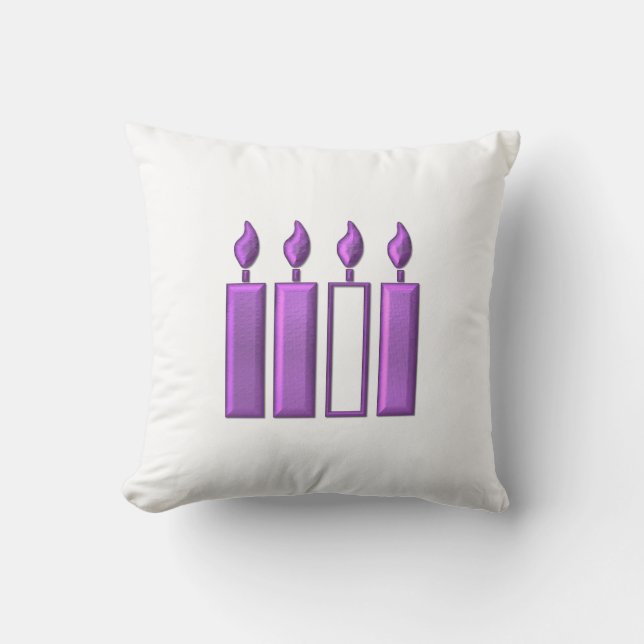 "3-D" Advent Wreath Candles Throw Pillow (Front)