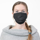 3-D Black Damask Adult Cloth Face Mask (Worn)