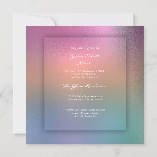 3_D Blue Pink Ombre Blue  Pastel Lemon Green Invitation